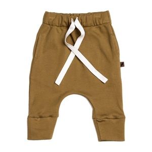 KidWild Organics Drawstring Pants Curry 18-24 M